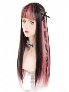 22 Inch Women Ombre Wig With Bangs, Long Straight Y2K Full Head Wig, Suitable For Halloween Costume - Multicolor - View 12