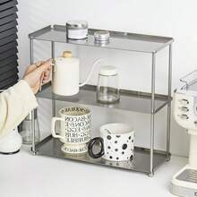 Kệ lưu trữ đa năng bằng thép không gỉ - Giá đựng đồ tiện dụng cho cốc cà phê, trang sức, chìa khóa, kính mắt, nước hoa, mỹ phẩm và các vật dụng khác - Kệ trưng bày 2 tầng hoặc 3 tầng, phù hợp cho phòng ngủ, phòng khách, phòng tắm, hành lang, nhà bếp - Thích hợp trang trí nhà cửa, nhà hàng, quán cà phê, tiệc tùng, sự kiện và ngày lễ. - Bạc - Xem 9