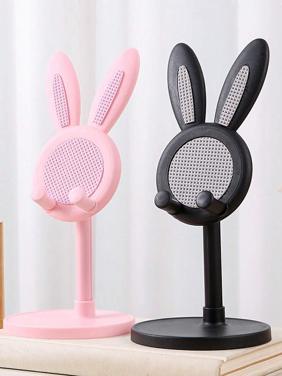 1个可调节可折叠兔子造型ABS塑料铝合金手机/平板电脑支架，适用于婚礼、生日、家居、办公室装饰，兼容多种手机，生日礼物、送给家人、朋友、万圣节礼物、教师礼物 - 彩色 - 查看 1