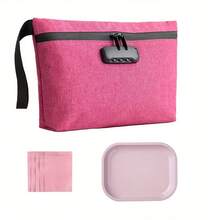 OFFPUFF 7 Pieces Carbon Lined Odor Proof Pouch Smell Proof Pouch Bag With Combination Lock Rolling Tray Mylar Bag Kits - Hồng - Xem 11