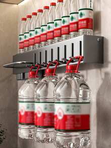 Estantería de almacenamiento de cocina, estantería de almacenamiento montada en la pared, sin necesidad de taladrar, equipada con ganchos, estantería de almacenamiento multifunciona, 1 pieza - Negro - Ver 4