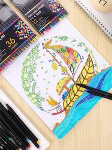 100pcs A Set Muticolor Fine Line Marker, Waterproof Sets, Black Outline Painting, Comic Oil Painting, Watercolor Painting Special, Art Supplies, Art Sets, School Supplies, Birthday Present ,Christmas Gifts - Multicolor - View 6