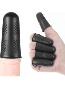 3pcs Silicone Finger Protectors, Finger Protectors, Finger Protectors For Hot Glue, Silicone Thimble, Hot Glue Finger Protectors, Fingers Tip Pads Grips For Money Counting Collating Writing Sorting Task Hot Glue And Sport Games (Blue) - Black - View 11