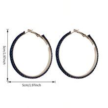 2PC Fashion  Denim Round Earrings, Fashion  Simple Earrings, Light Luxury, High-End Sense Of Versatility, Women's Party Banquets, Daily Versatility - 藏蓝色 - 查看 5
