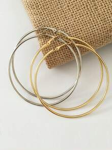 1 Pair Fashion White K-Plated Thick Hoop Earrings For Women