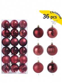 36 sets de boules de Noël en plastique, pendentifs simples de formes spéciales DIY. Ornements pour sapin de Noël, décorations de Noël, cadeaux de Noël, décoration de la maison, décoration de la pièce, hiver