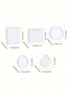 5 件/套吊坠水滴、圆形、方形、椭圆形镜子硅胶模具适用于 DIY 钥匙扣、项链、树脂耳环、小吊坠