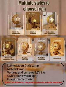 Đèn LED hình sao, mặt trăng, treo và cố định bằng sắt nhiều màu sắc, thích hợp cho lễ hội, sinh nhật, đám cưới, phòng ngủ, đèn trang trí đầu giường, đèn trang trí để bàn rỗng cho gia đình và quà tặng - Nhiều màu - Xem 12