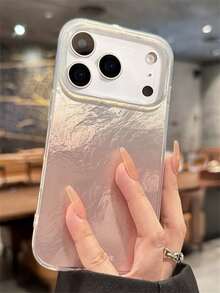 Simple Stylish Cute Gradient Pink Laser Tinfoil Pattern Anti-Drop Phone Case Compatible With IPhone 17 Pro Max 16 15 14 13 11 12 Pro Max 16 15 14 Plus Luxury Glossy Shockproof Cover - Gradient Pink - View 4