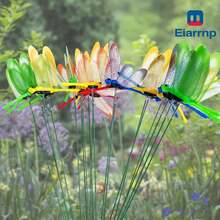 Decorative Dragonfly Garden Stakes Dragonflies Garden Decorations For Yard Patio Lawn Plant Flower Pot Decor, 12 Pcs
