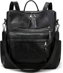 Women's Fashion Backpack Multi - Purpose Convertible Satchel Shoulder Bag Travel Bag - Black Black-hardware - View 10
