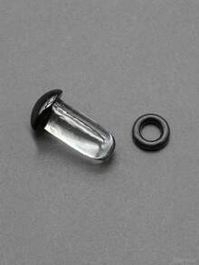 2 piezas de 14G-00G 10mm Grandes pendientes de aro de vidrio liso transparente con cabeza de hongo negra y anillos de silicona. Túneles y tapones de oreja de vidrio liso. Pendientes de barbell rectos para lóbulo, hélix, trago y cartílago. Pendientes de aro para mujeres y hombres, joyas corporales para regalo.