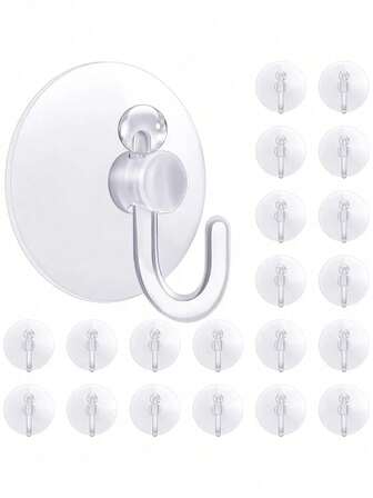 10 (5cm) Transparent Suction Cup Hooks, Strong Suction Cup Holder, Plastic Hooks, Silicone Material, Easy To Install, Suitable For Kitchen, Bedroom, Bathroom, Living Room, Store Glass, Windows, And Smooth Walls. Car Window Hooks.
