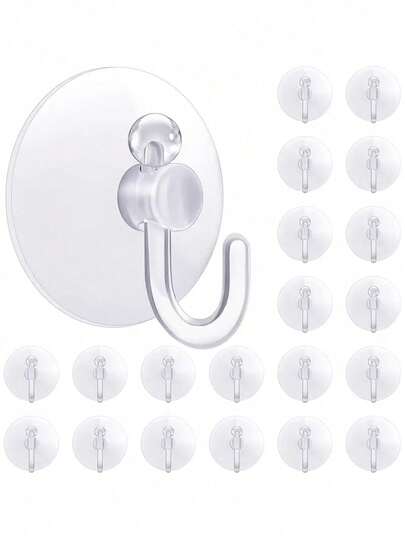 10 (5cm) Transparent Suction Cup Hooks, Strong Suction Cup Holder, Plastic Hooks, Silicone Material, Easy To Install, Suitable For Kitchen, Bedroom, Bathroom, Living Room, Store Glass, Windows, And Smooth Walls. Car Window Hooks. Store And Hang Small Items.
