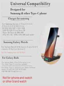 SUONEE 3 In 1 Charging Station US EU UK AU Charger Adapter For Galaxy S25/S24/S23/S22/S21-S9/Note20-9/Z Fold 5 4/Z Flip 5 4/Galaxy A Series Modle Etc, Galaxy Buds Wireless Charger Stand Galaxy Watch 7 6 5 Pro/4/3 - Multicolor - View 6