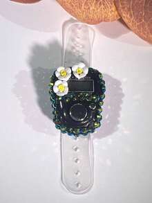 Handmade DIY Rhinestone Rosary Counter Watch, Lightweight & Portable, Cute Floral Decor Electronic Display Mantra Counter, Birthday/Ramadan/Valentine's Day Small Gift, Suitable For Religious Chanting Count During Ramadan, Daily Religious Practice, Ramadan Gift, Portable For Carrying