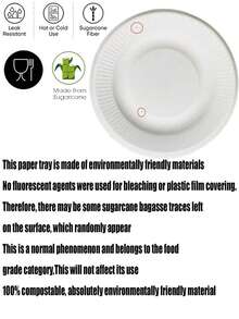 100/50/10pcs一次性纸盘，餐盘，甜点盘，100%可堆肥纸盘，6英寸/7英寸/8英寸/9英寸/10英寸纸盘，由甘蔗纤维无涂层纸板制成，非常适合三明治、蛋糕和小吃，适用于野餐、户外活动、派对聚会、日常使用、厨房、餐厅装饰、生日派对、宠物餐盘、一次性餐盘 - 彩色 - 查看 9