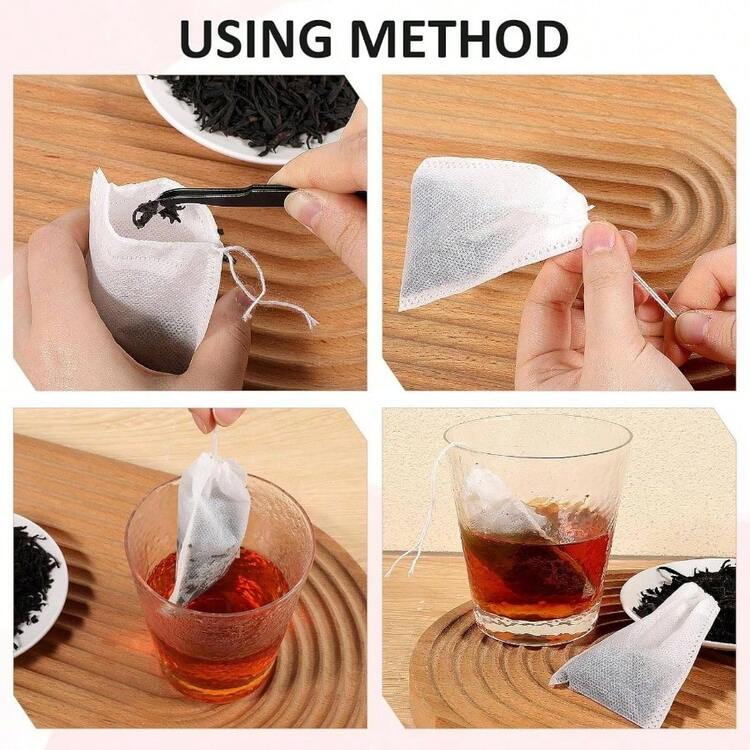 Pcs Disposable Tea Bags Loose Tea, Empty Tea Bags With Drawstring Empty Muslin Tea Infuser Sachets Seal Cold Brew Coffee Bags Spice Loose Leaf Tea Bag - 最初的 - 查看 6