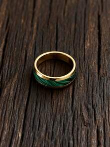 1 件 [Everyday Elegance] 男士时尚钛钢结婚戒指，8 毫米不锈钢时尚风格戒指，仿绿松石图案，情人节珠宝 - A - 查看 16