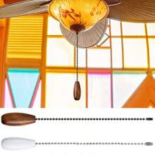 30cm Beaded Pull Chain Ceiling Fan Light Wooden Pendant Lamp - Multicolor - View 4