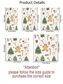 1/3/4pcs Wite Gingerbread For Man Christmas Tree Crutch Candy Shower Curtain Bathroom Set, Waterproof And Wear-Resistant Accessories,With 12 Hooks - Includes Toilet Seat Cover, Bath Mats, And Rugs - Non-Slip Polyester Fabric - Washable - Perfect For Holiday Decor,Home/Bedroom/House/Western Decor, - Multicolor - View 4