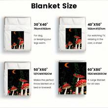 1pc Night Mushroom & Snail Pattern Throw Blankets.Soft Blanket. Cozy Soft.Suitable For Couches. Beds. Travel. Camping. Living Rooms. Offices.280gsm Ideal For Fantasy Lovers And As A Whimsical Gift - trắng - Xem 6