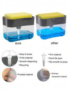 1pc Kitchen Soap Dispenser And 5pcs Sponge Holder, Soap Pump Dispenser With Sponge Rack, Plastic Dishwashing Liquid Squeezer Container, Kitchen Detergent Dispenser, Sink Accessories, Efficient Cleaning Tool Kitchen Items Kitchen Accessories Kitchen Tools
