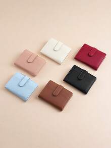 European And American Style Lychee Pattern Women's Wallet, Simple And Elegant, Bi-Fold Multi-Card Slot Zipper Coin Purse, Women's Wallet, Mini Sewing Wallet, Small Coin Purse, Urban Simple Men's Wallet, PU Leather, Cute Wallet, Simple Design, High Quality, Bi-Fold Multi-Card Slot Zipper Coin Purse, Short Women's Wallet, Mini Sewing Wallet, Small Coin Purse, Suitable For Daily Commuting Use, Suitable As A Holiday Gift. - Multicolor - View 3