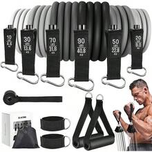 6Pcs Ligas de Resistencia para Ejercicio - 270lbs Bandas de Resistencia para Pull Up con Asas, Tubulares Bandas Elsticas con Ancla de Puerta, Correas de Tobillo, Bolsa y Pster - Negro+gris - Ver 2