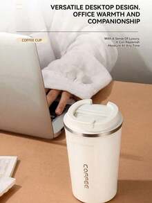 1 pieza, Taza de café de viaje con aislamiento, Taza de acero inoxidable, Taza reutilizable para té, Botella de agua portátil, Tapa a prueba de fugas, Mantiene las bebidas calientes/frías, Ideal para viajes, ir al trabajo, oficina, hidratación en verano, regalo práctico para amantes del café, personas que van al trabajo (Tazas)