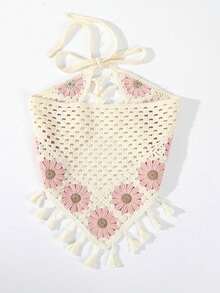 1 件女式花朵、贝壳和流苏针织镂空弹性头带，适合日常佩戴、运动、海滩、度假头巾头巾发巾，头巾秋冬发带发饰女士度假装女士 - 粉色 - 查看 3