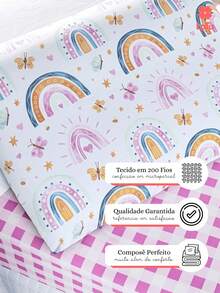 Printed Sheet Kids 2 Pieces Single 200 Thread Count Percal Children's Bedding Set With Soft Elastic Band - Cầu vồng - Xem 4