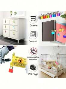 3/10 - Bộ sản phẩm bao gồm các ổ khóa nhựa nhỏ gọn, nhiều màu sắc kèm chìa khóa. Những ổ khóa nhỏ này có thể dùng cho hành lý, thiết kế hình vuông thời trang và hiện đại, cũng thích hợp cho ba lô, tủ đựng đồ ở phòng tập thể dục, vali du lịch, trò chơi ghép cặp trong lớp học, lý tưởng cho tủ khóa, lưu trữ nhỏ và các dự án DIY quanh năm. - Nhiều màu - Xem 4