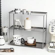 Kệ lưu trữ đa năng bằng thép không gỉ - Giá đựng đồ tiện dụng cho cốc cà phê, trang sức, chìa khóa, kính mắt, nước hoa, mỹ phẩm và các vật dụng khác - Kệ trưng bày 2 tầng hoặc 3 tầng, phù hợp cho phòng ngủ, phòng khách, phòng tắm, hành lang, nhà bếp - Thích hợp trang trí nhà cửa, nhà hàng, quán cà phê, tiệc tùng, sự kiện và ngày lễ. - Bạc - Xem 4