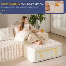 MAXYOYO 104" Modular Sectional Sofa With L-Shaped Chaise,Modern Boneless Cloud Feel Plush Couch For Living Room,Apartment And Home Theater,No Assembly Required - Màu be - Xem 6