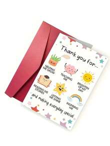 Tarjeta de agradecimiento por el Día del Maestro - Diseño lindo, 5x7 pulgadas con sobre - Regalo perfecto para hombres y mujeres - Muestra gratitud por ayudarme a crecer