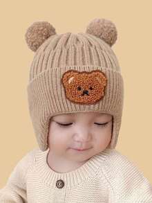 可爱熊设计儿童针织帽，采用动物元素，休闲百搭，适合男孩和女孩，万圣节和圣诞节流行，日常穿着 - 針織帽 - 查看 16
