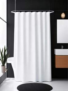 Tenda da doccia grande (1 pezzo), con ganci, impermeabile e rinforzata, accessorio doccia per la casa, tenda da doccia bianca, tenda da doccia impermeabile e rinforzata di colore unito, adatta per vasca da bagno, tenda da doccia larga e grande, tenda da doccia impermeabile, tenda da doccia per bagno a prova di muffa di colore unito, tenda ondulata trasparente, di lusso per la casa, con ganci, rinforzata e pieghevole a forma di S - Bianco - Visualizzare 3
