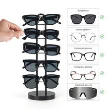 1pc Eyewear Display Stand, Fashion Glasses Storage Rack, Glasses Holder, Display Bracket, Metal Frame With Wooden Base Glasses Rack, Glasses Holder, Fashion Glasses Rack, Eyewear Storage Rack, Suitable For Home Bedroom, Table, Desk, Vanity, Etc. - Multicolor - View 7