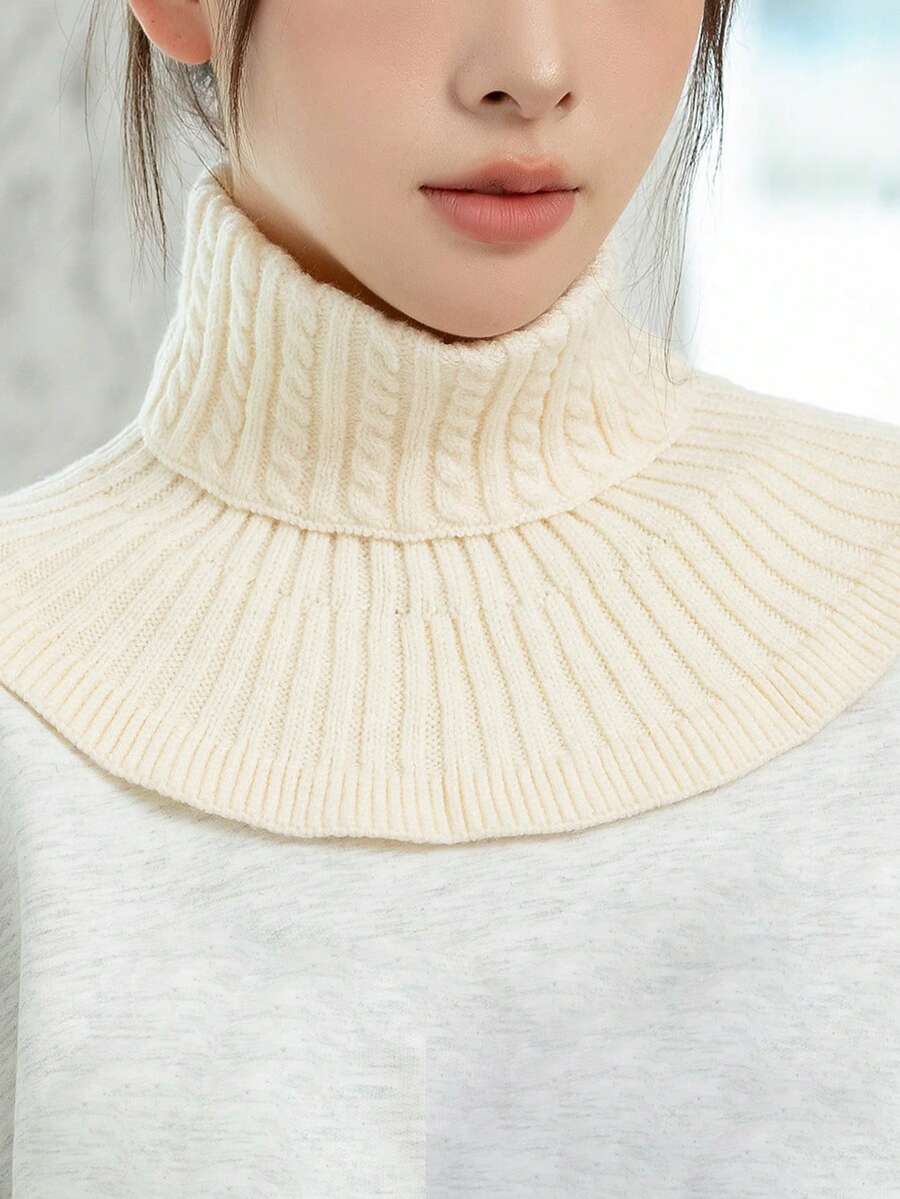 1pc Women's Turtleneck Scarf, European & Korean Style Warm Knitted Thick Neck Warmer, Twist Pattern