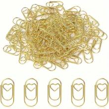 100pcs Miniature Gold Heart Shaped Paper Clips, Versatile Metal Office Supplies For Study, Office, And Home,Back To School,School Supplies - Mini Heart Shape - View 5