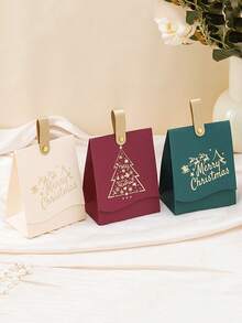 10pcs Christmas Gift Boxes - With Leather Handles, Christmas Tree Design In Holiday Red, White And Green, Suitable For Cookies, Candies, Chocolates And Small Gifts - Ideal For Business Christmas Decor, Party Favors And Winter New Year Presents. Christmas Gift Boxes, Gift Box Packaging, Christmas Decorations, Large Christmas Gift Boxes, Holiday Gifts, Seasonal Decor, Elegant Packaging, Decorative Packaging, Premium Finish (10/5PCS)