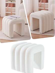Zedelmaier Hocker mit Holzfüßen – Weißer Sitzhocker, Fußhocker, Sitzwürfel & Pouf für Wohnzimmer, Schlafzimmer, Eingangsbereich - Weiss - Übersicht 4