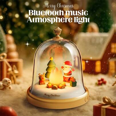 1 صندوق موسيقى عيد الميلاد قابل للشحن عبر USB، مزود بوظيفة تعتيم ذكية وإضاءة جو التنفس، مع وظيفة الموسيقى، مناسب للديكور الداخلي، ديكور مكتبي جميل، مناسب لإهداء هدايا عيد الميلاد أو أعياد الميلاد لأصدقائك، مناسب لاستخدام غرفة النوم، وهو إضاءة ليلية عملية.