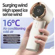 2025新款迷你手持涡轮风扇，带智能数字显示，便携式长效风扇