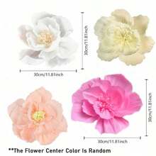 Oversized Artificial Colored Crepe Paper Flower Wall Decor, For Wedding Backdrop, Bridal Shower, Birthday Party Decoration, Carnival Party Supplies, Seasonal Celebration