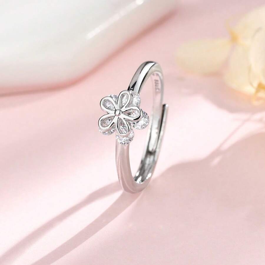 1pc Floral Shaped Open Ring Jewelry, Versatile Minimalist Luxury Design Jewelry, Gift Accessory
