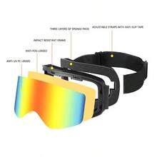 Gafas de esquí con doble lente antivaho, gafas protectoras para esquí y snowboard de invierno para uso en exteriores, modelo talla grande reciente 2025