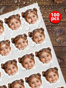 1-100张定制人脸贴纸，照片肖像贴纸 - 模切可移除乙烯基材质，单张派对礼品，多用途，耐用，装饰性强，可重复使用，精致时尚，高品质，色彩鲜艳，现代时尚，可定制，个性化，独特 - 彩色 - 查看 33