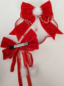 1pc Adult Versatile Accessory Sweet Girl Glitter Bow Ribbon Tassel Durable Non-Damaging Duck Clip Side Bangs Hair Clip Hair Pin Suitable For Holidays, Parties, Birthdays, Travel, Daily Use, Cute Accessories, Claw Clips